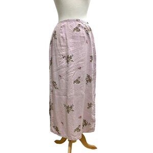Vintage Kiko 100% Linen Floral Cottagecore Feminine Midi Dress Purple size Small